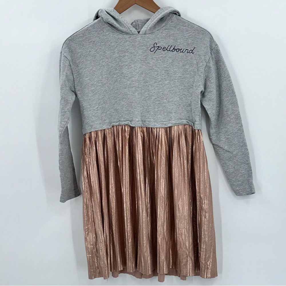 GYMBOREE Metallic Pink & Gray Hooded Spellbound Dress Size 10-12 EUC